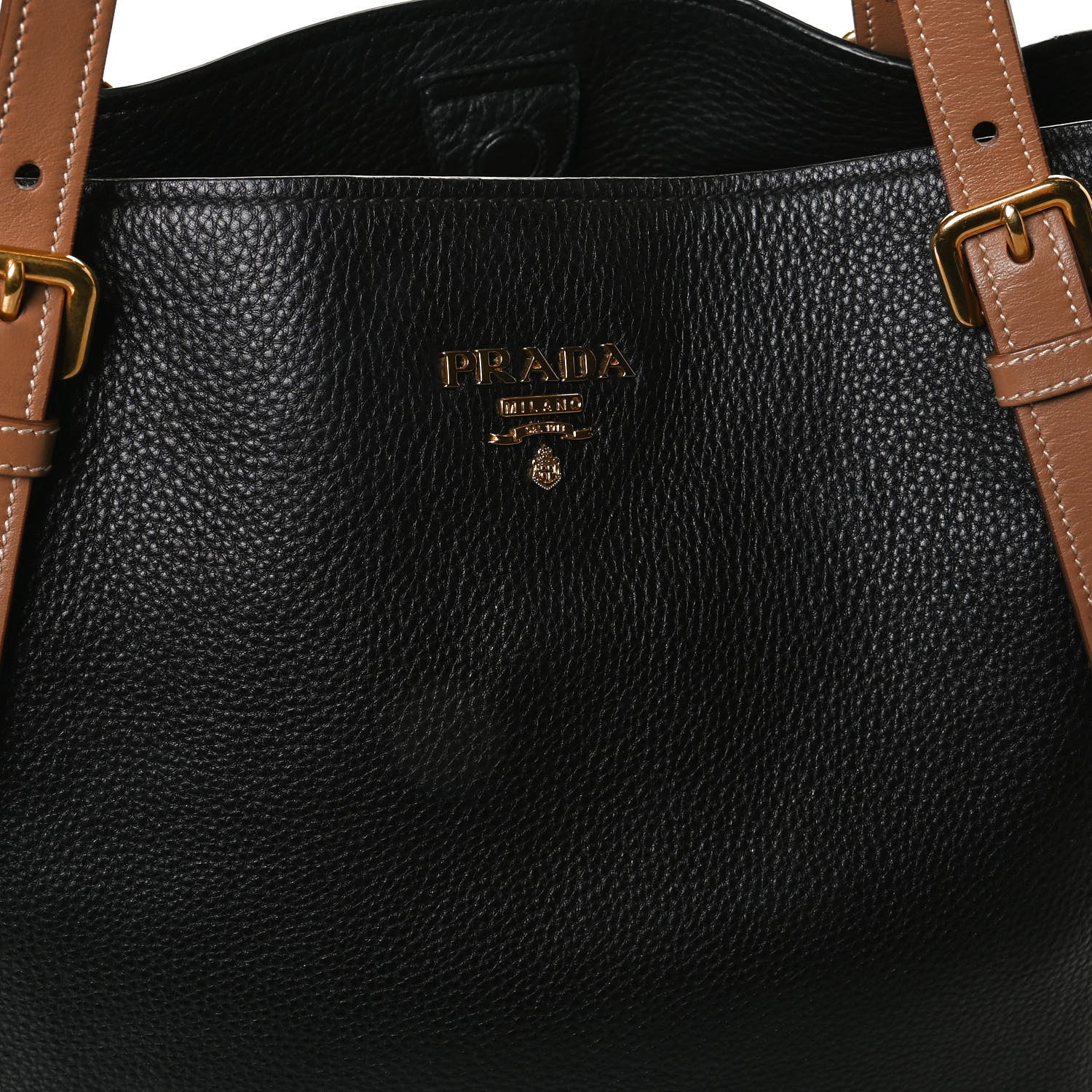 Prada Vitello Phenix Shopping Tote Black Caramel 12 of 12