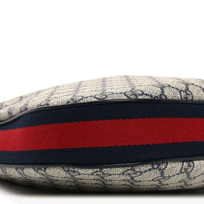 Gucci GG Supreme Monogram Textured Calfskin Web Large Attache Shoulder Bag Beige Blue 9 of 10
