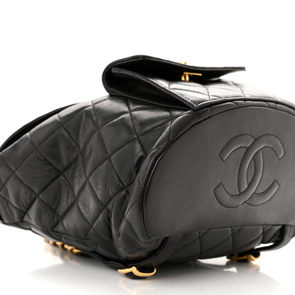 Chanel Lambskin Quilted Drawstring Backpack Black 9 of 10