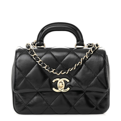 Chanel Shiny Lambskin Quilted Mini Coco Trip Flap Bag Black 1 of 11
