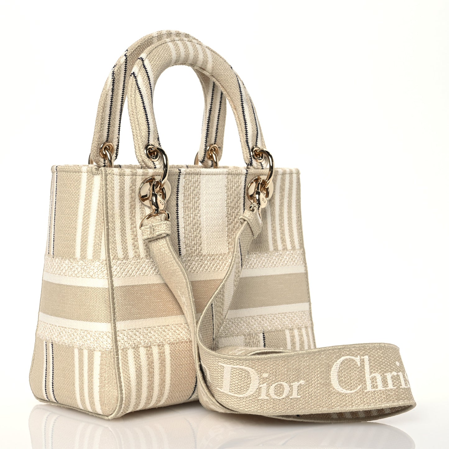 Canvas Embroidered Medium Stripes Lady D-Lite Beige
