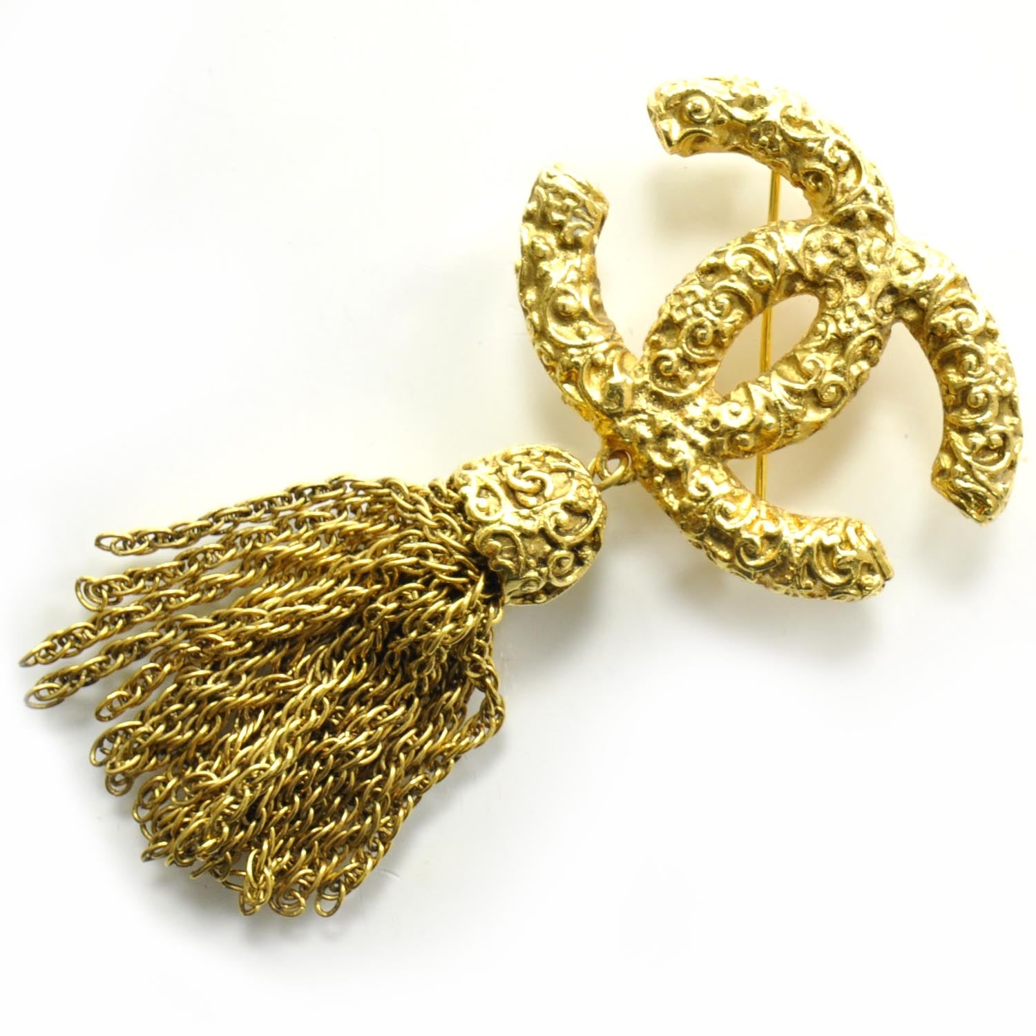 Chanel CC Bijou Tassel Brooch Gold 1 of 4