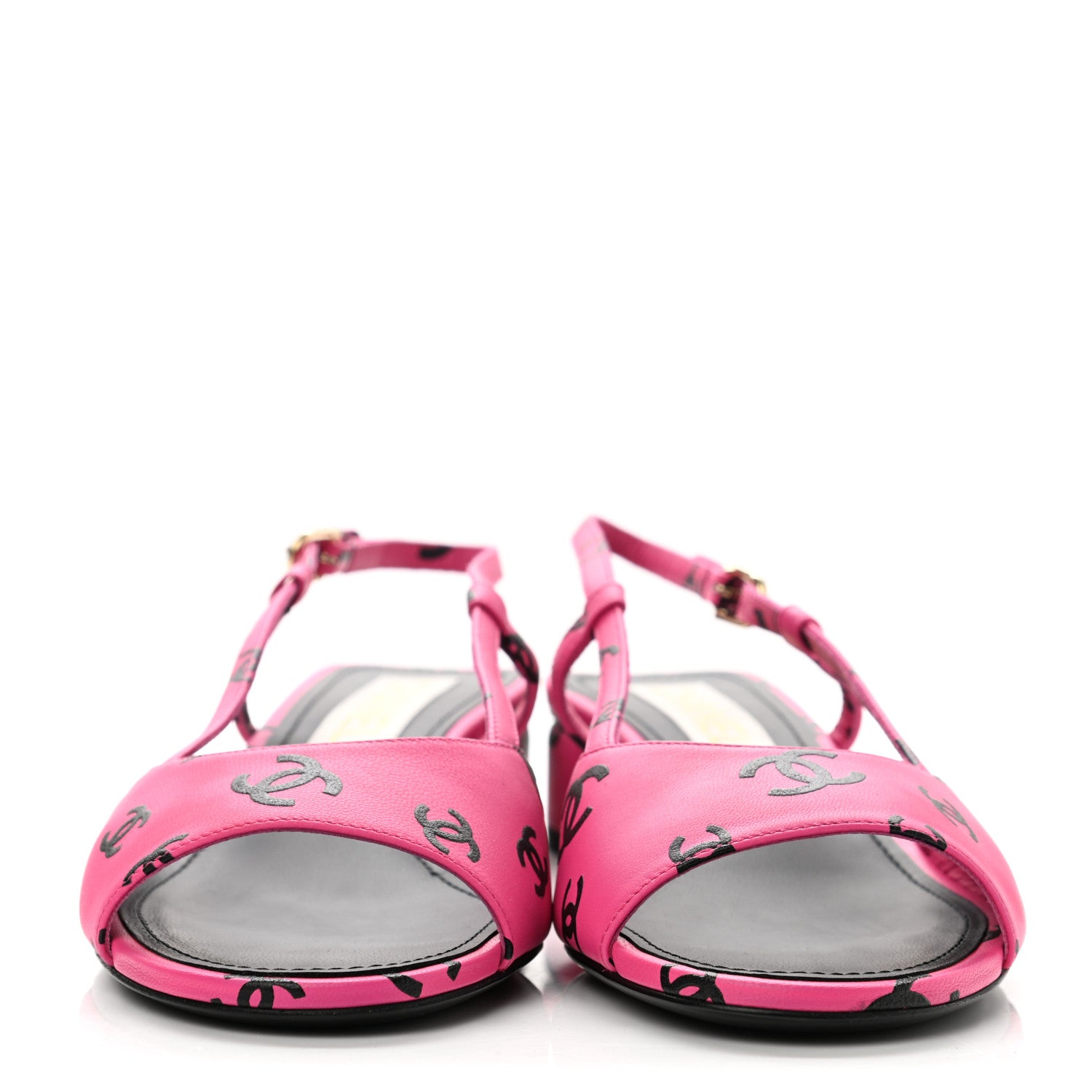 Chanel Printed Lambskin CC Slingback Sandals 38.5 Dark Pink 2 of 9