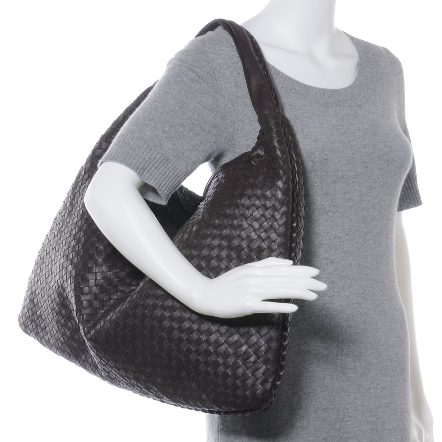Nappa Intrecciato Maxi Veneta Hobo Ebano