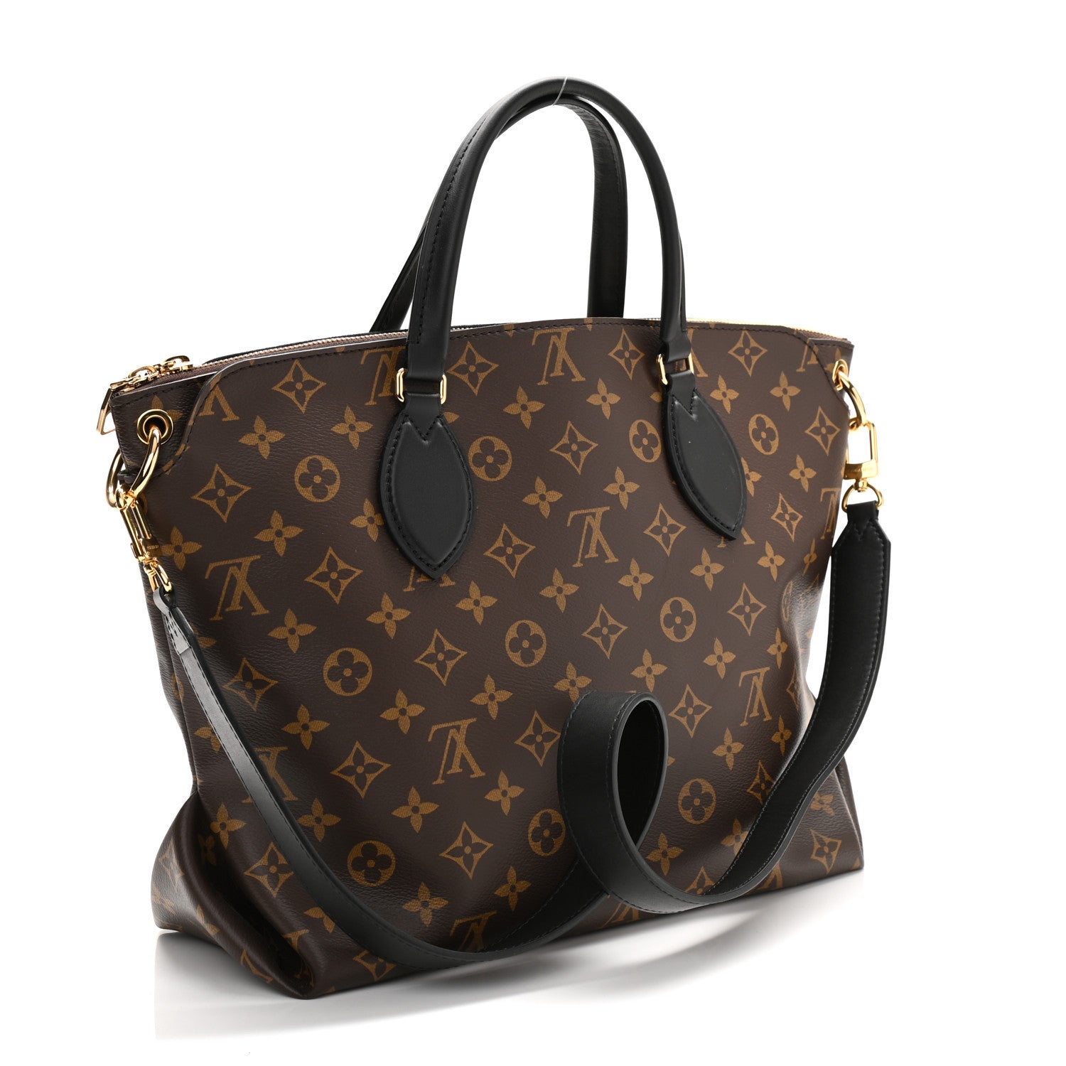 Louis Vuitton Monogram Flower Zipped Tote MM Black 3 of 10