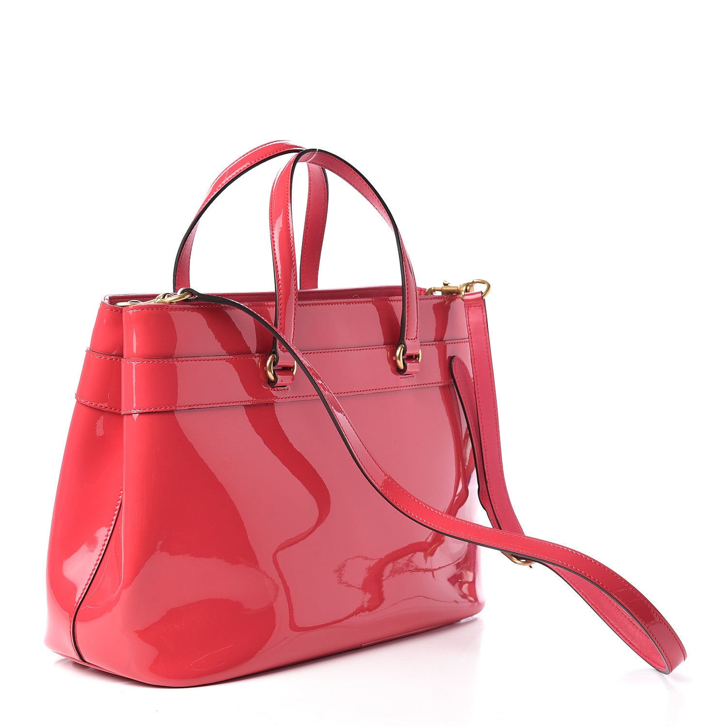 Gucci Patent Medium Bright Bit Top Handle Tote Shocking Pink 3 of 12
