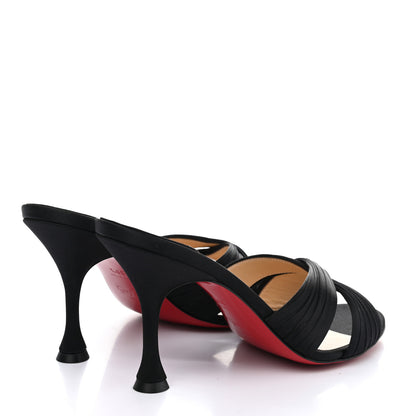 Christian Louboutin Crepe Satin Nicol Is Back 85 Slide Sandals 39.5 Black 4 of 8
