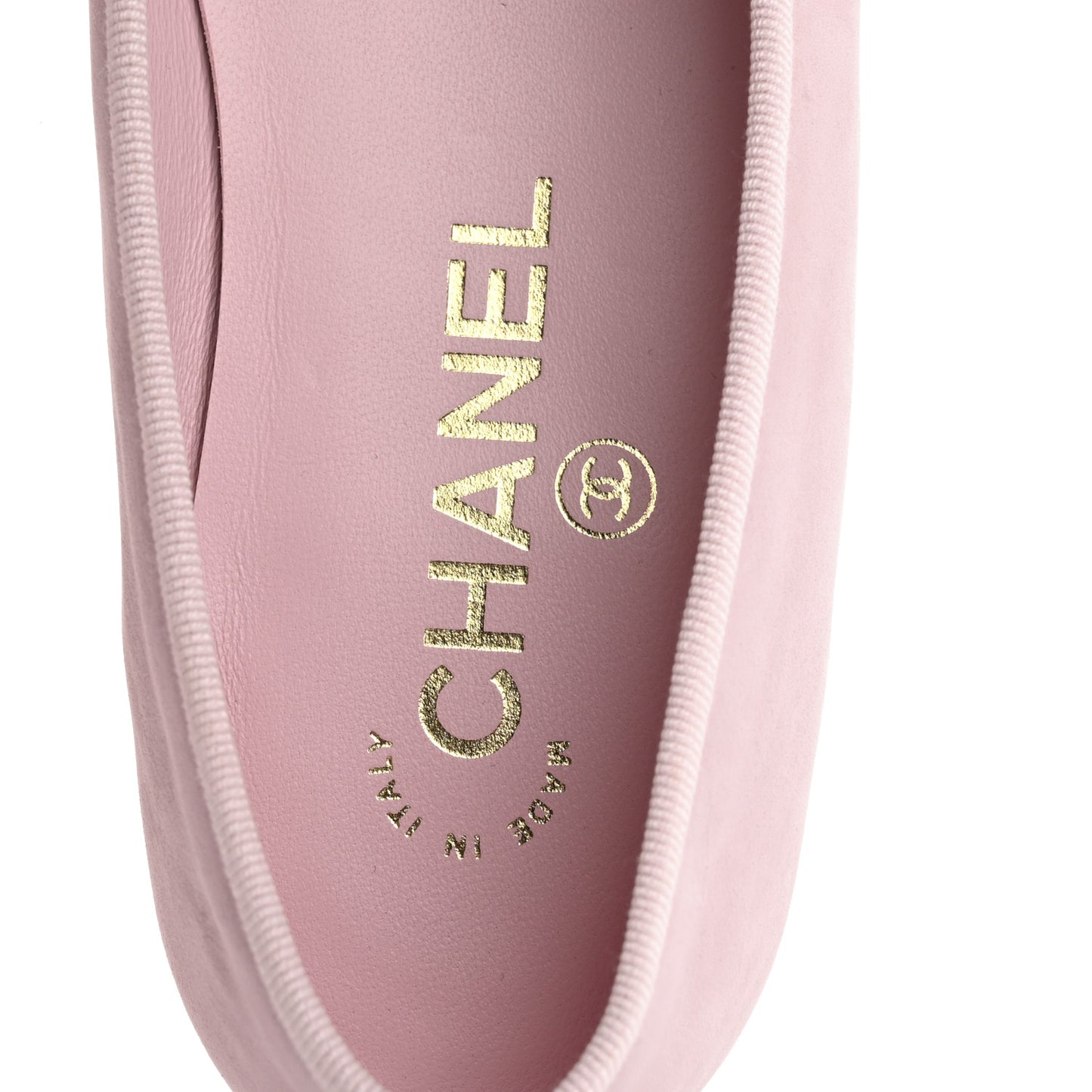 Suede Calfskin Cap Toe CC Ballerina Flats 37.5 Light Pink