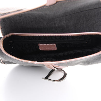 Christian Dior Patent Denim Jeans Saddle Bag Grey Pink 5 of 10