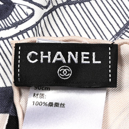 Chanel Silk CC Scarf Black Blue Beige 2 of 4
