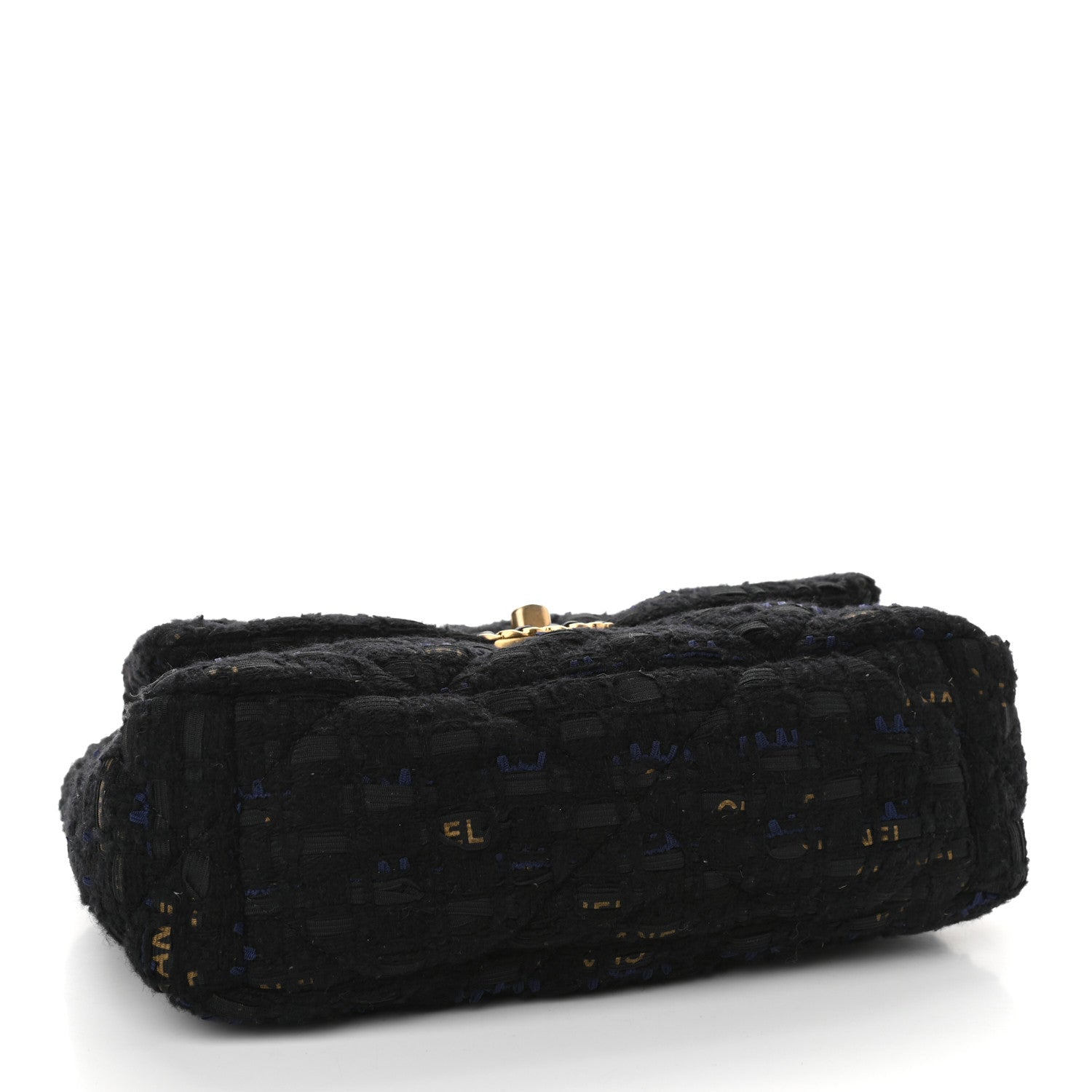 Chanel Tweed Quilted Medium Chanel 19 Flap Black Navy Gold 4 of 9