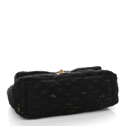 Chanel Tweed Quilted Medium Chanel 19 Flap Black Navy Gold 4 of 9