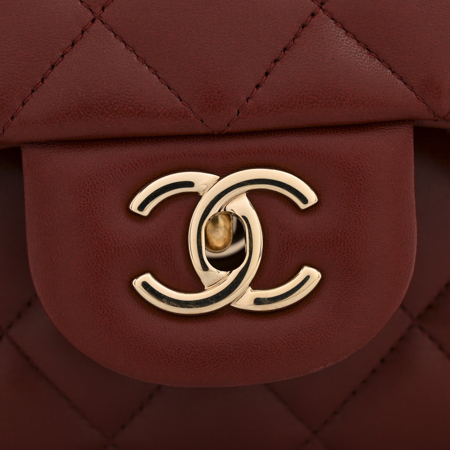 Lambskin Quilted Jumbo Double Flap Burgundy