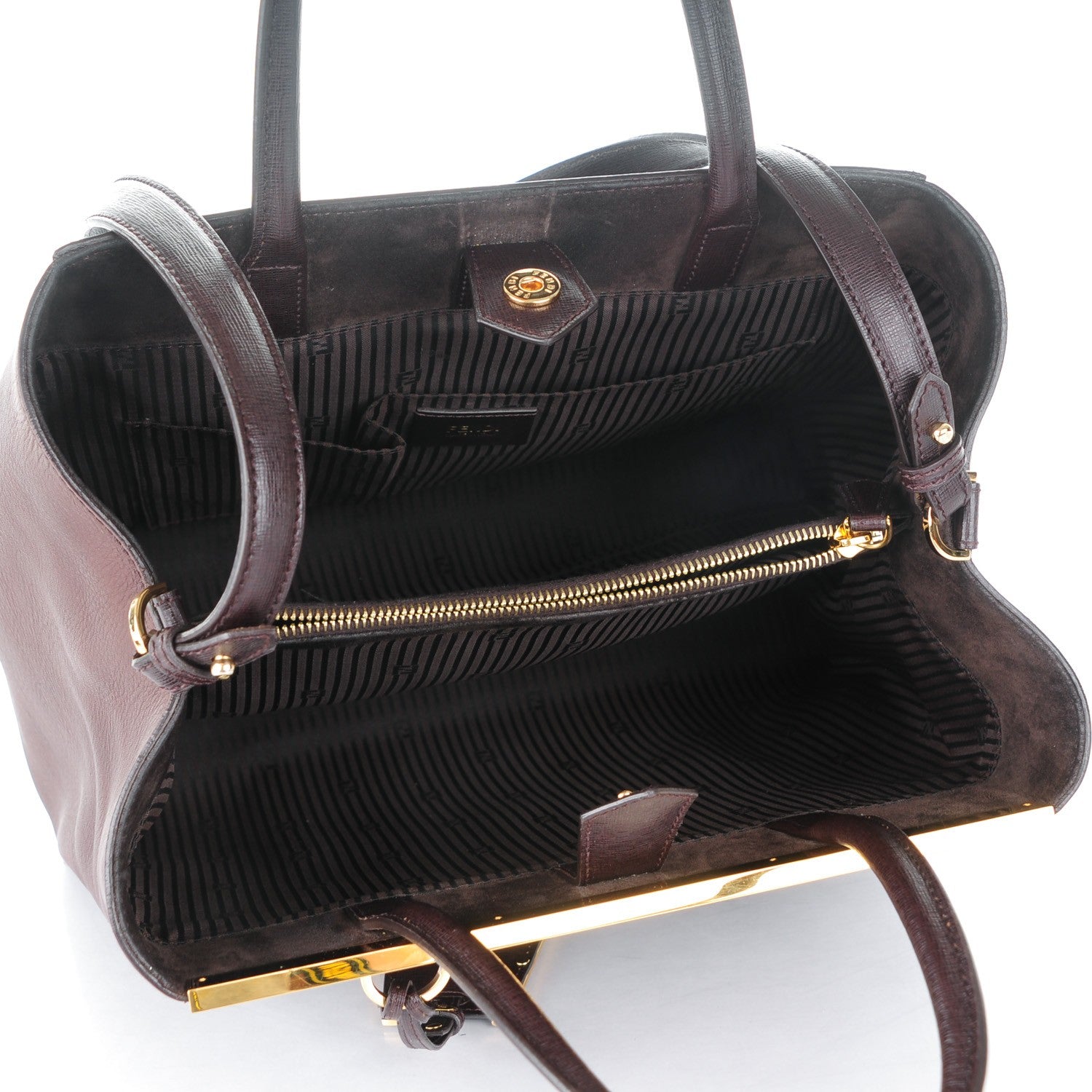Fendi Vitello Elite Flamingo Regular 2Jours Tote Moro Marrone Nocciola 5 of 7