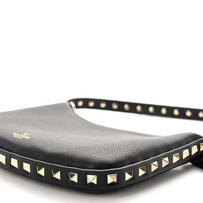 Valentino Garavani Grainy Calfskin Mini Rockstud Hobo Black 9 of 9