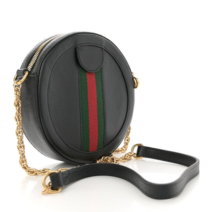 Gucci Grained Calfskin Web Mini Ophidia Round Shoulder Bag Black 3 of 11