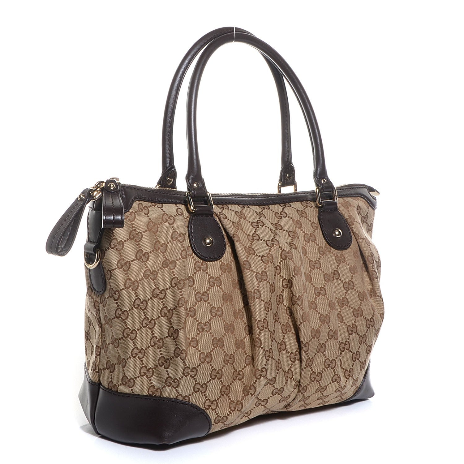 Gucci Monogram Large Sukey Top Handle Bag Beige Dark Brown 3 of 7