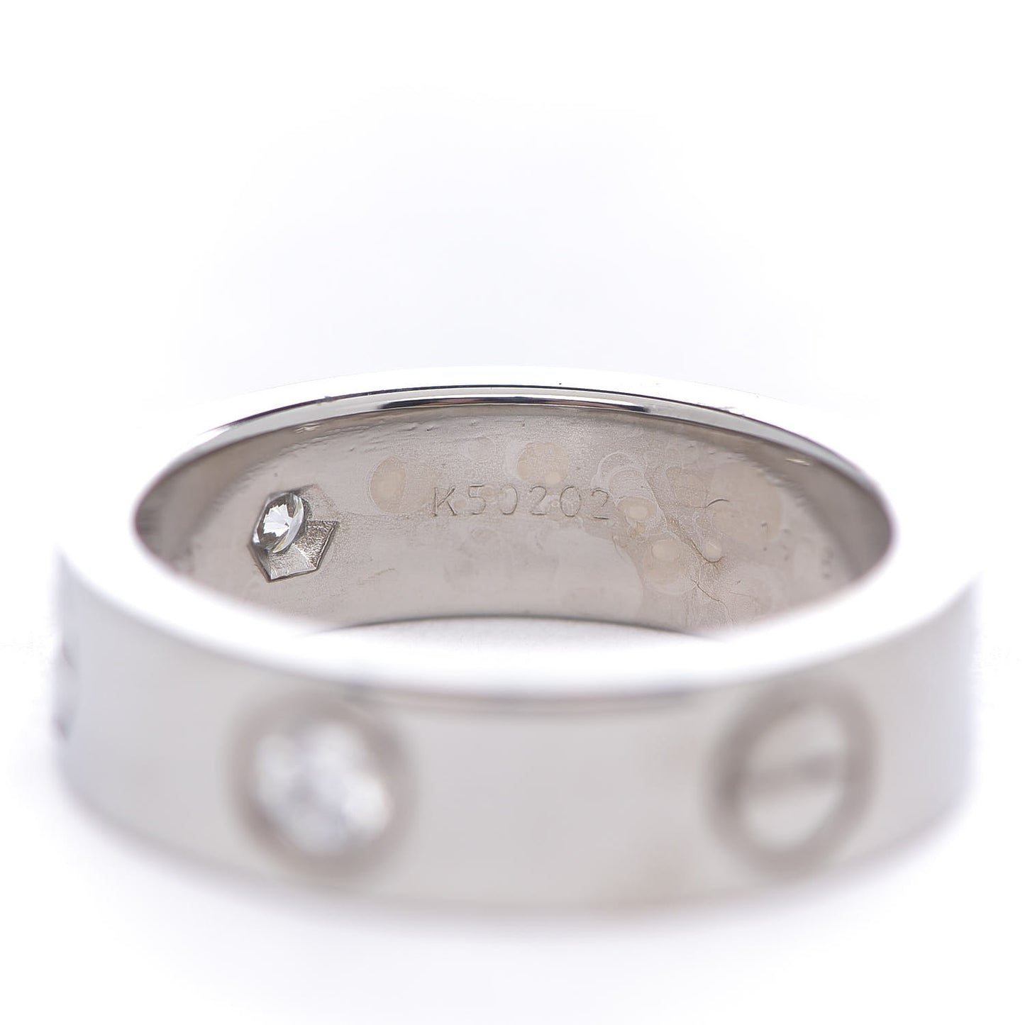 18K White Gold 3 Diamond 5.5mm LOVE Ring 51 5.75