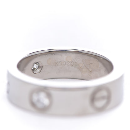 Cartier 18K White Gold 3 Diamond 5.5mm LOVE Ring 51 5.75 6 of 8