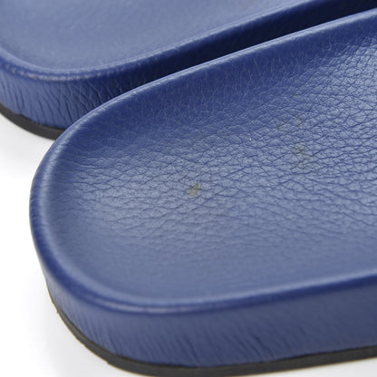 Balenciaga Nappa Political Campaign Logo Mens Pool Slide Sandals 41 Blue Ocean Blue White 11 of 12