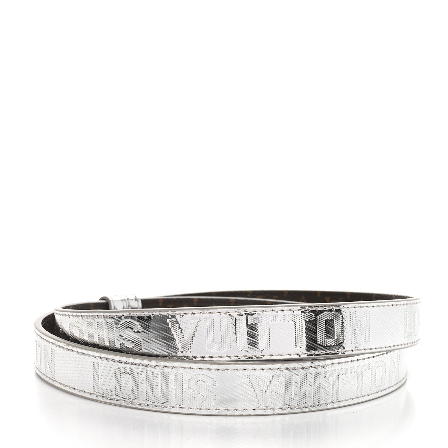 Louis Vuitton Metallic Calfskin Monogram Serrures 20mm Belt Silver 2 of 4