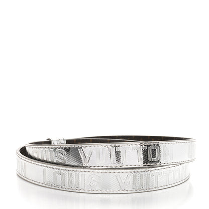 Louis Vuitton Metallic Calfskin Monogram Serrures 20mm Belt Silver 2 of 4