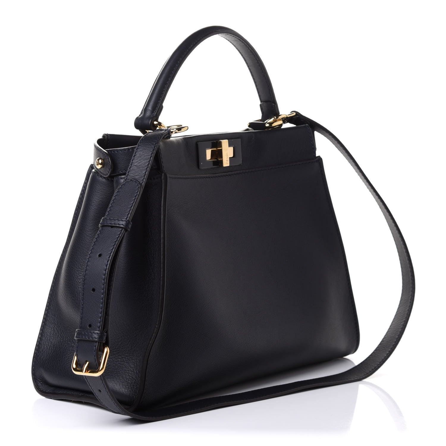 Fendi Calfskin Velvet Fun Fair Medium Peekaboo Iconic Satchel Night Blue Multicolor 3 of 11