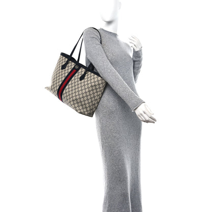 Gucci GG Supreme Monogram Textured Calfskin Web Medium Ophidia Shopping Tote Beige Blue 2 of 10