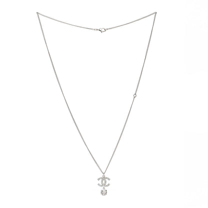 Chanel Crystal CC Drop Necklace Silver 3 of 5