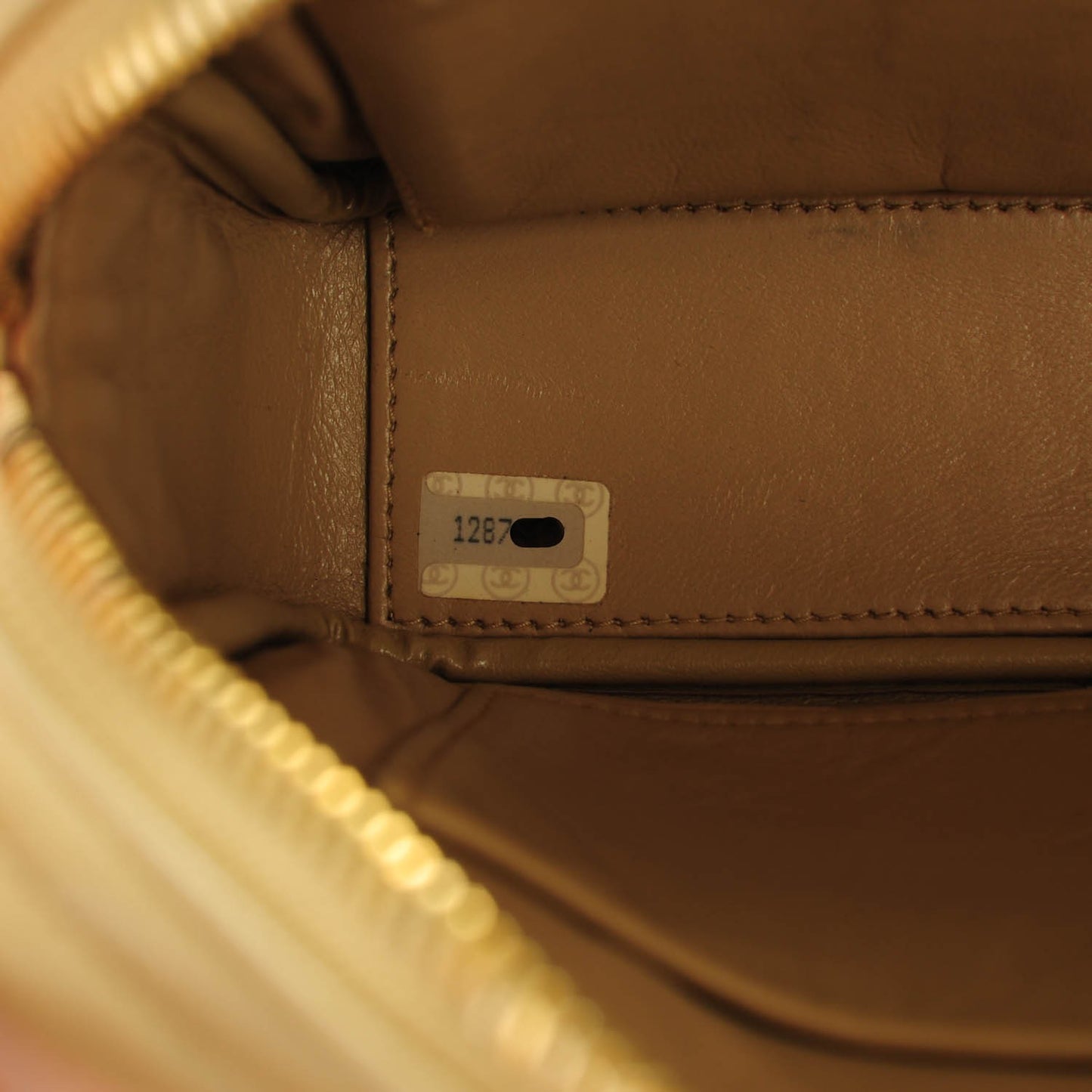 Lambskin Quilted Camera Case Beige