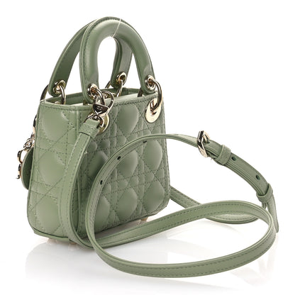 Christian Dior Lambskin Cannage Micro Lady Dior Green 3 of 10