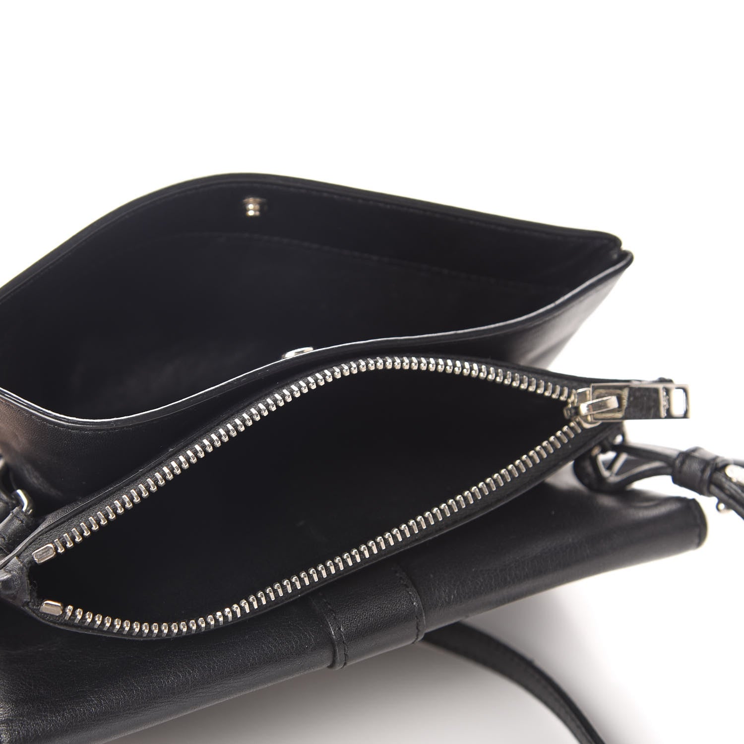Saint Laurent Calfskin Monogram Tri Pocket Crossbody Bag Black 5 of 11