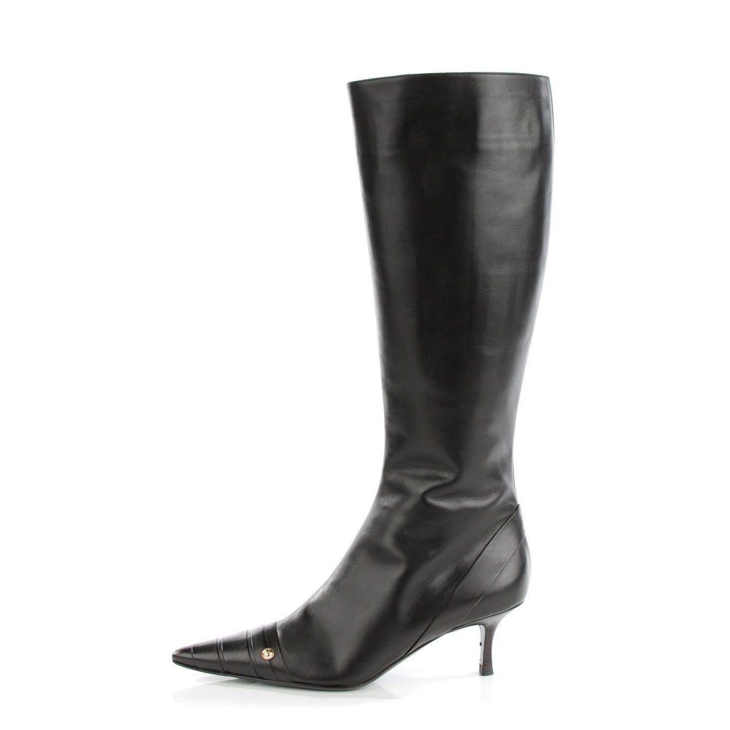 Calfskin CC Knee High Boots 39 Dark Brown