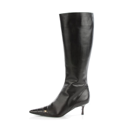 Chanel Calfskin CC Knee High Boots 39 Dark Brown 1 of 8