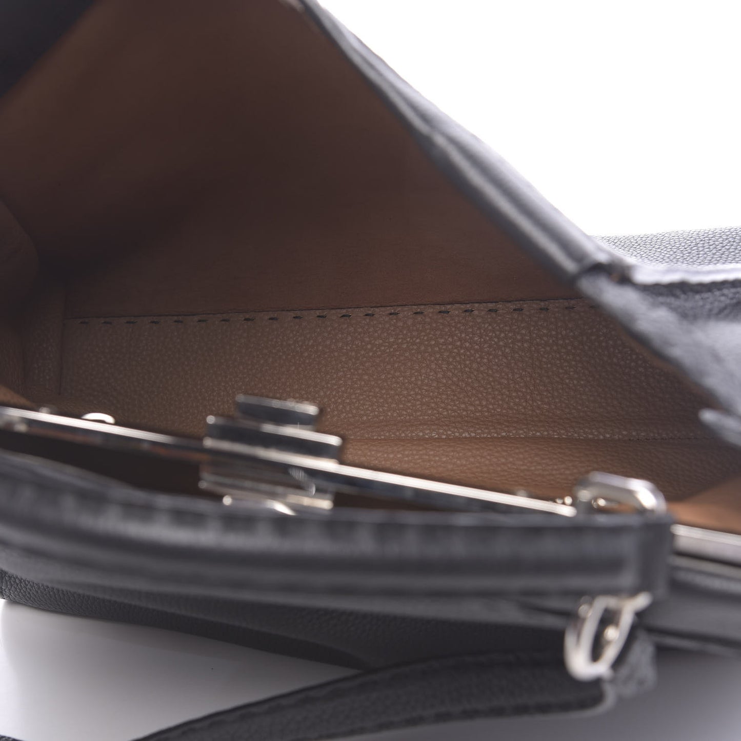 Cuoio Romano Selleria Bi-Color Large Peekaboo Iconic Satchel Black Mou