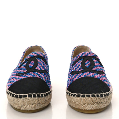 Chanel Tweed Grosgrain CC Espadrilles 38 Pink Black 2 of 11