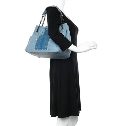 Bottega Veneta Nappa Intrecciato Floral Embroidered Tote Blue 3 of 15