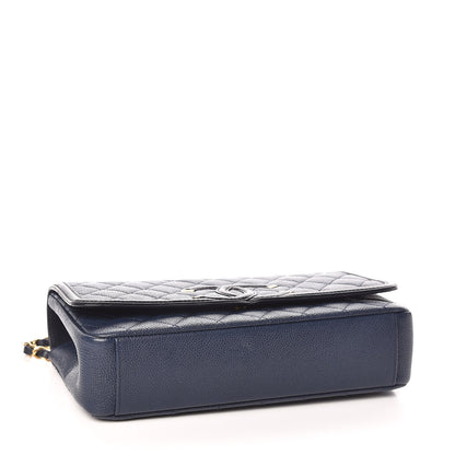 Chanel Caviar Quilted Medium CC Filigree Flap Navy Black 4 of 11