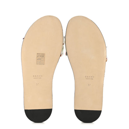 Gucci Canvas Flora Print Horsebit Slide Sandals 37 White 6 of 9