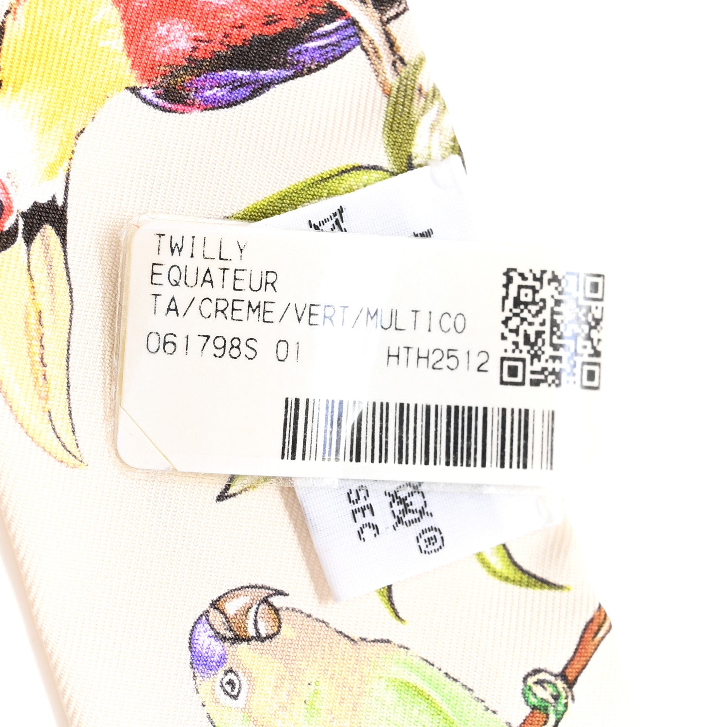 Hermes Silk Equateur Twilly Creme Vert Multicolore 4 of 4