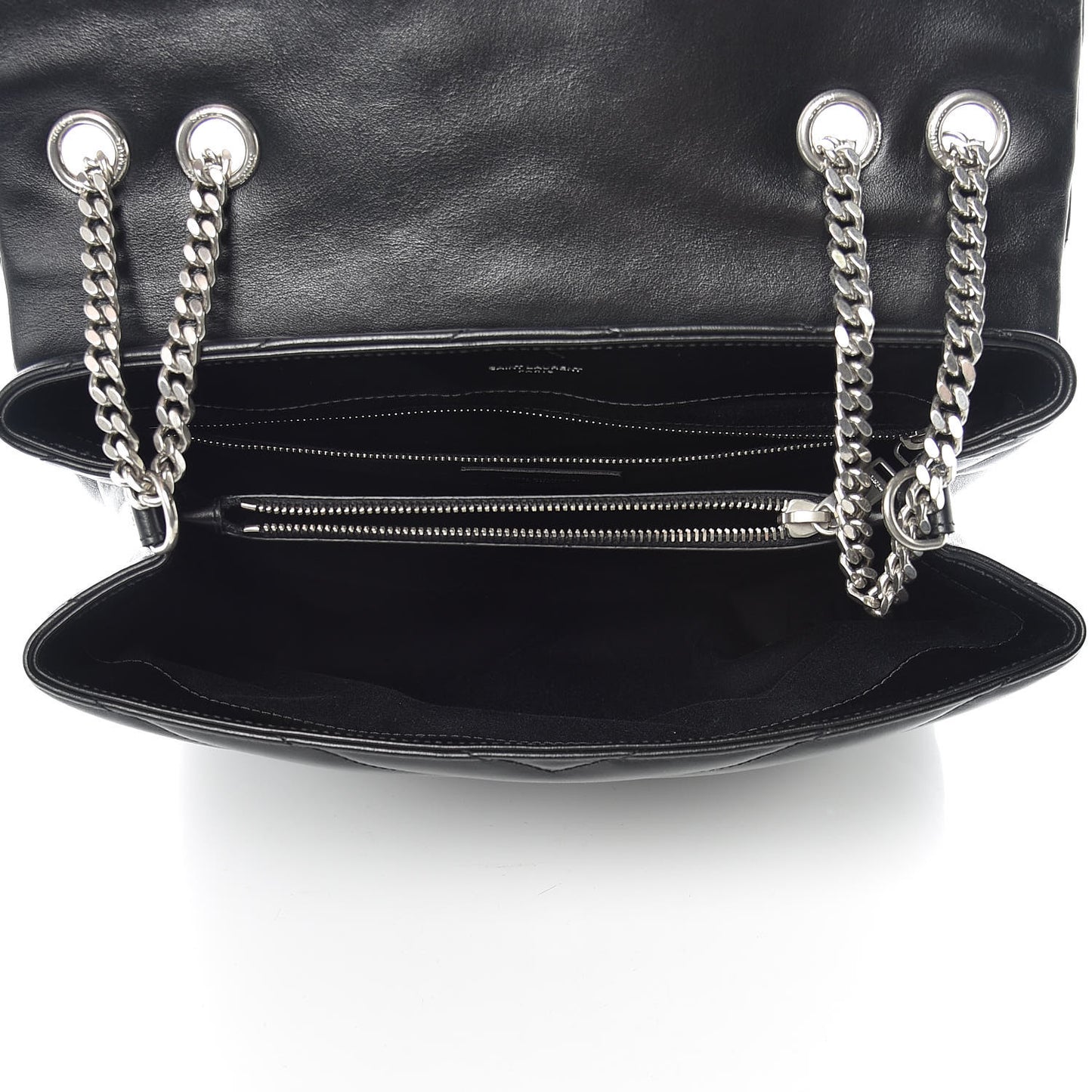 Calfskin Y Quilted Monogram Medium Loulou Chain Satchel Black