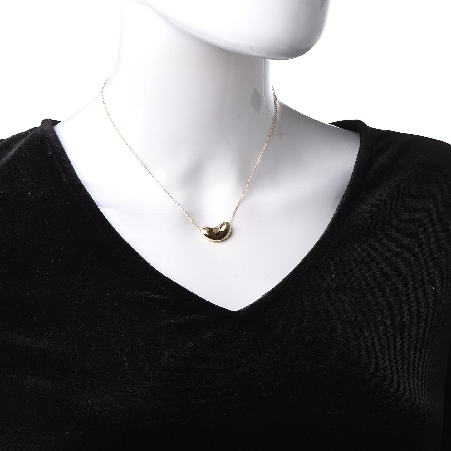 18K Yellow Gold 18mm Elsa Peretti Bean Pendant Necklace