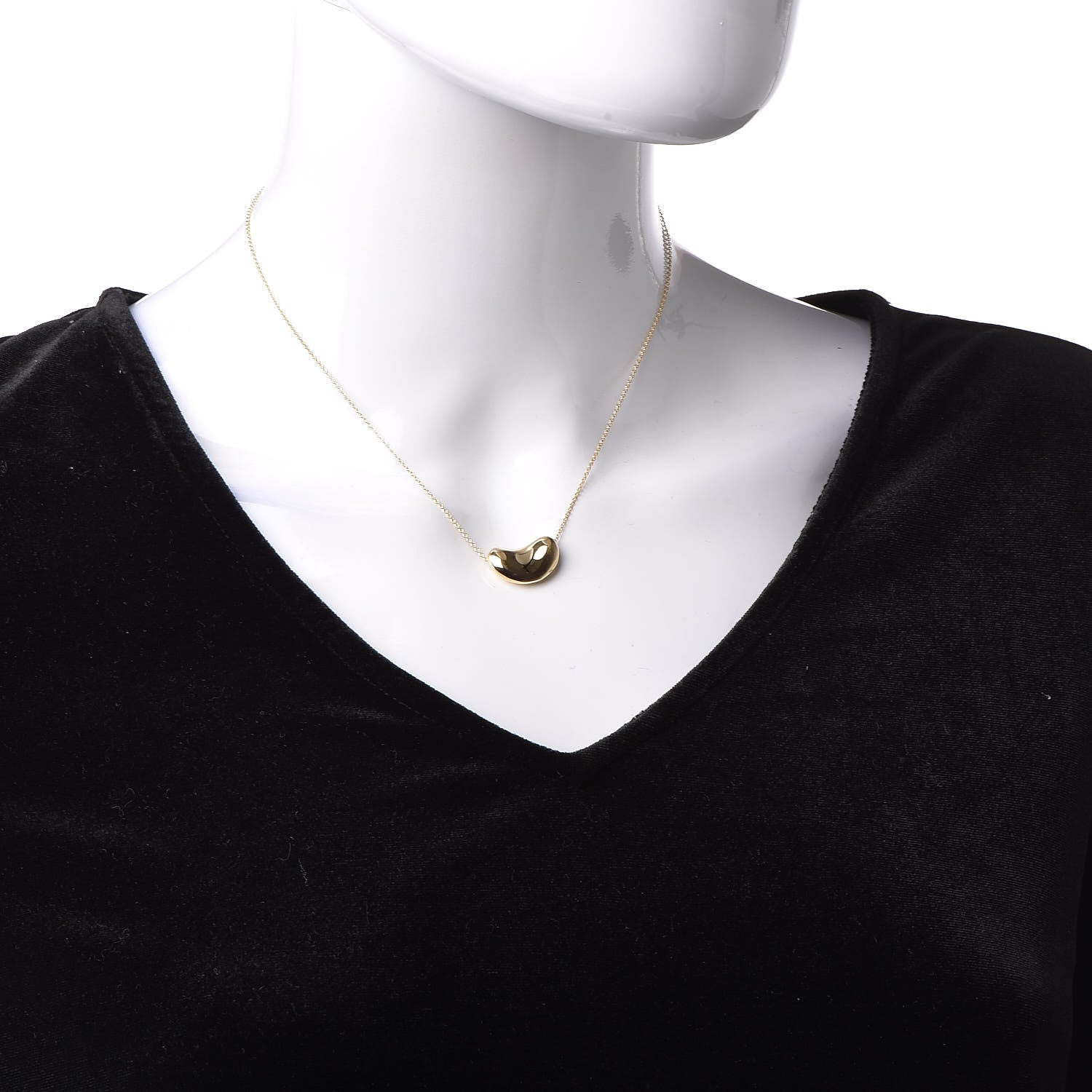 Tiffany 18K Yellow Gold 18mm Elsa Peretti Bean Pendant Necklace 2 of 6