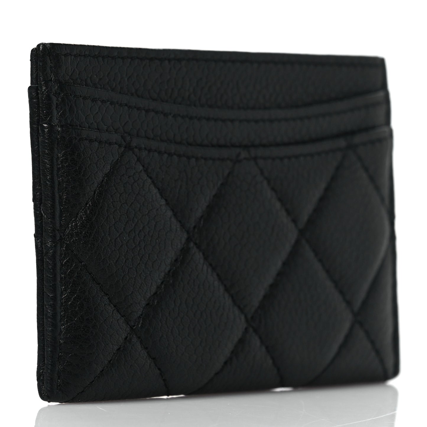 Caviar Quilted Card Holder Black