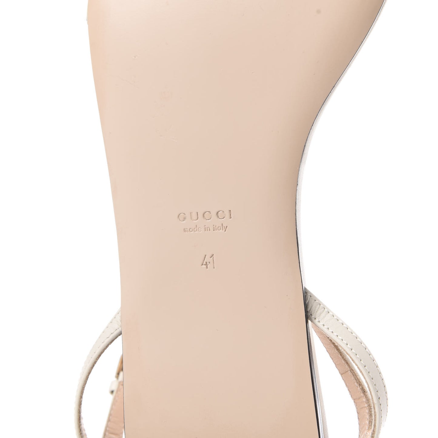 Lifford Calfskin GG Marmont Ankle Wrap Flat Sandals 41 Mystic White