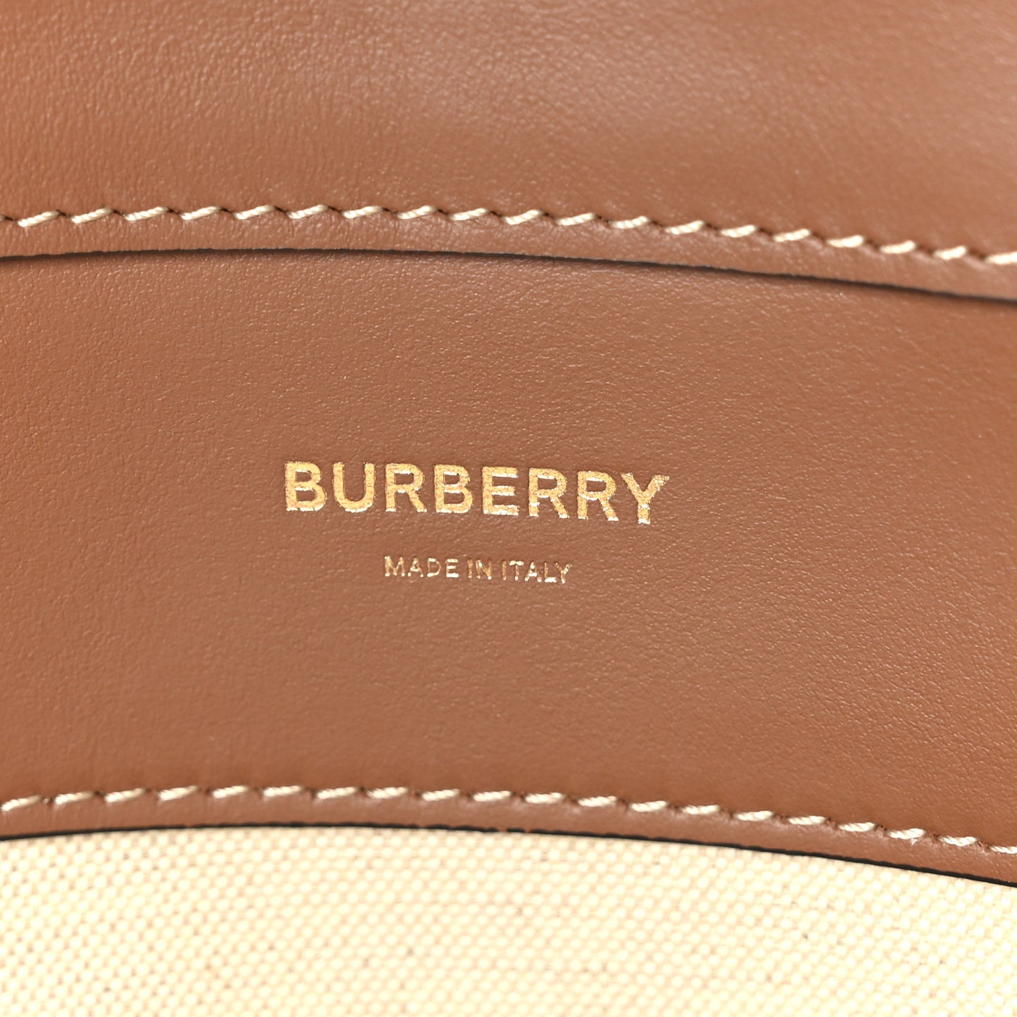 Canvas Smooth Calfskin Two Tone Medium Pocket Bag Natural Malt Brown