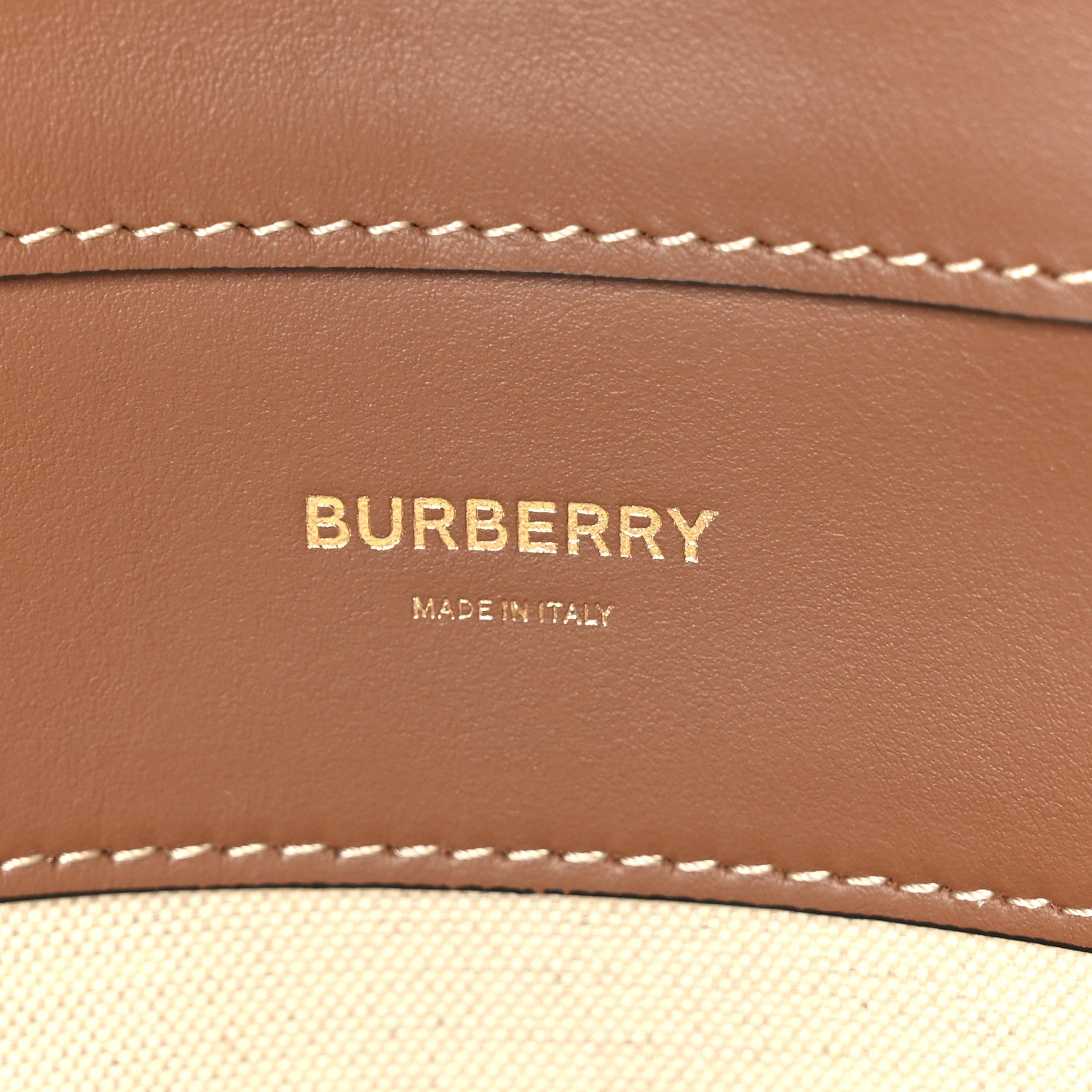 Burberry Canvas Smooth Calfskin Two Tone Medium Pocket Bag Natural Malt Brown 6 of 9