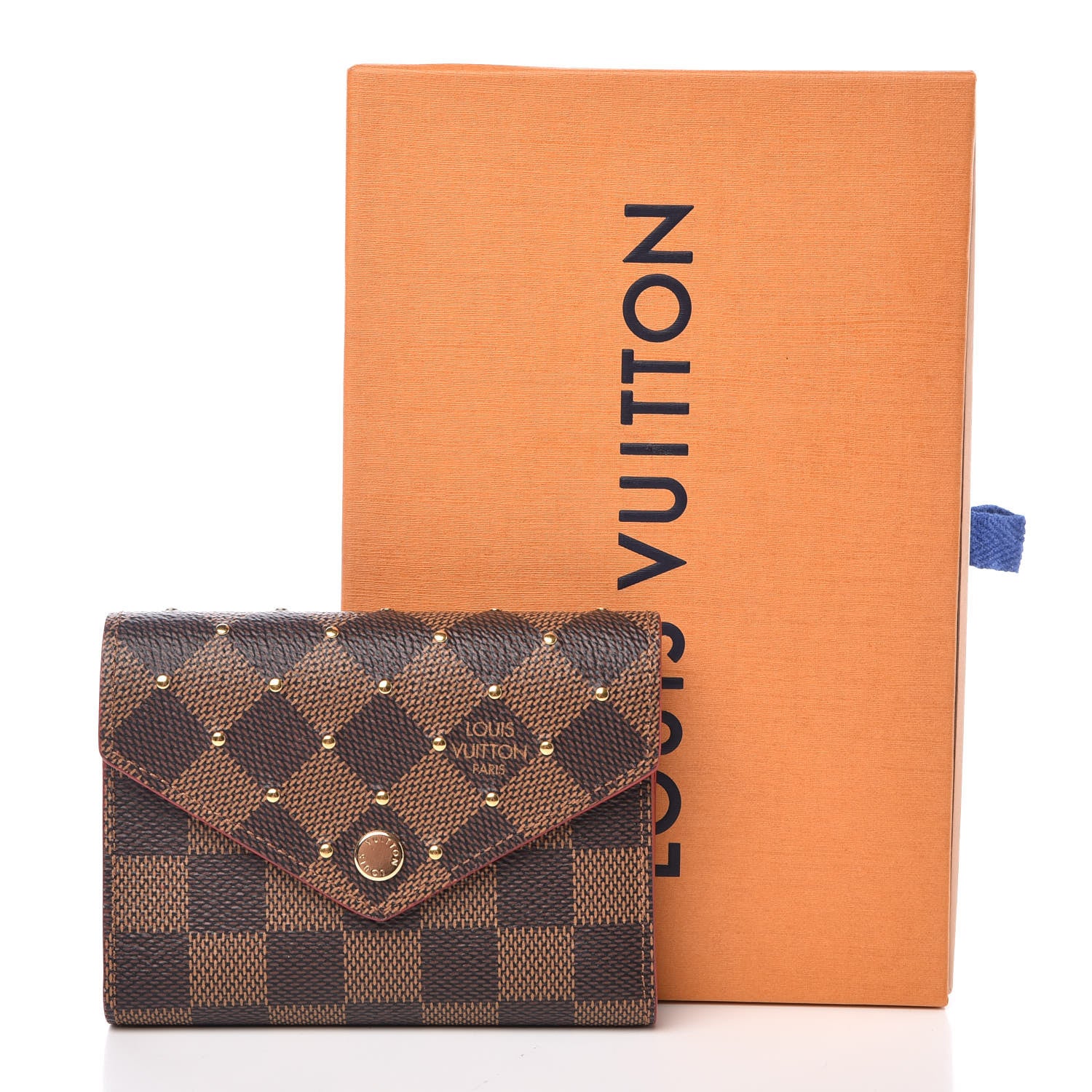 Louis Vuitton Damier Ebene Studded Victorine Wallet Cherry 9 of 9
