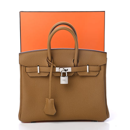 Hermes Togo Verso Birkin 25 Bronze Dore Bleu Brume 10 of 10
