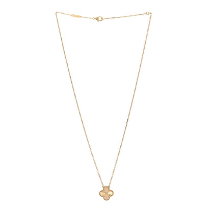 Van Cleef & Arpels 18K Yellow Gold Guilloche Vintage Alhambra Pendant Necklace 3 of 6
